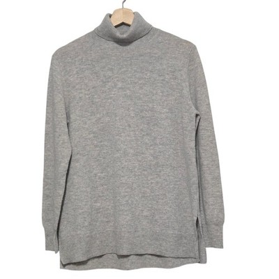 Massimo Dutti Wool Cashmere Light Gray Turtleneck Knit Sweater Women  Medium