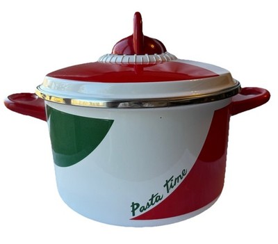 VTG Pasta Time 6 qt. MetroKane Enamel Cooking Pot W/Strainer Working