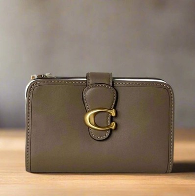 Coach Tabby Medium Wallet CA193 Dark Stone Leather Bifold Snap - Main Image