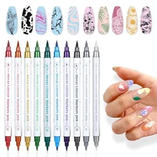 Nail Art Pens for Nails 10 Colors Nail Gel Polish Pen Double Ended Fingernail 