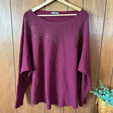 Maglione pipistrello Vila Milano donna strass impreziosito bordeaux festa
