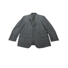 Jos A Bank Gray Windowpane Men's Traveler Blazer - Tailored Wool, Size 44R