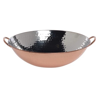 HUBERT Wok Copper with Hammered Finish - 14 1/2 L x 13" W x 5 1/2 H