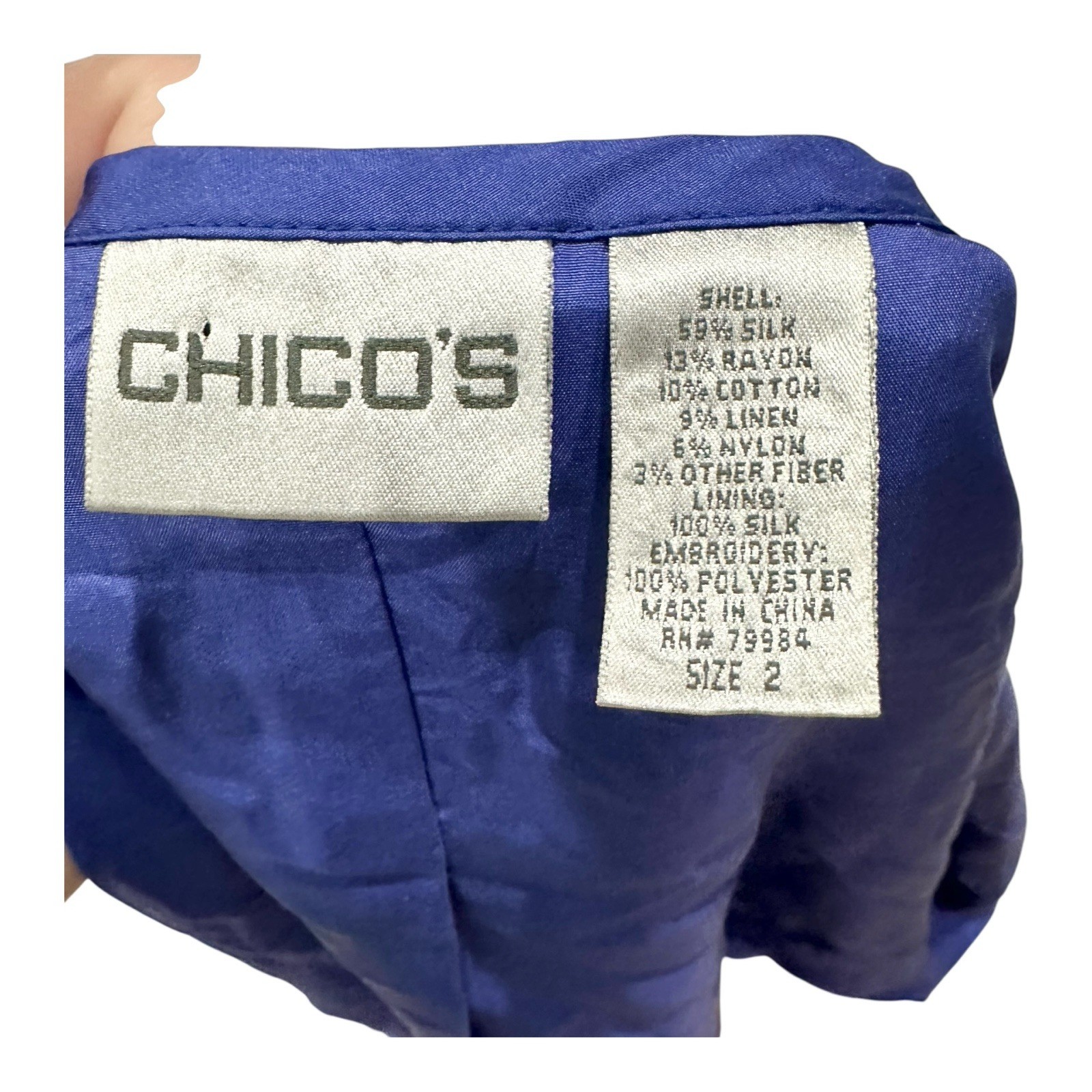 Chicos Womens L Open Front Patchwork Jacket Sz 2 … - image 6