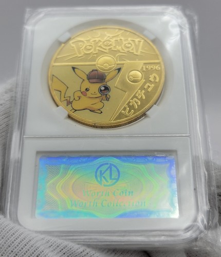 Pokemon GO Coin Pikachu Set 1996 Giappone Edizione Limitata Valore KL placcato oro - Foto 17 di 24