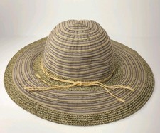 Scala Collezione Paperbraided Beaded Hat Wide Brim One Size EUC