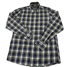 Nordstrom Mens Button Up Shirt Size M Blue Green White Plaid Wrinkle Free Cotton