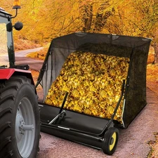 52" Tow-Behind Lawn Sweeper 27 Cu. Ft Hopper Bag Capacity Leaf & Grass Catcher