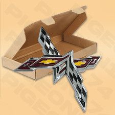 2pc Gloss Chrome For Corvette C7 Front Rear Emblems Badge 2014-2019 Cross Flag 2pc Gloss Chrome For Corvette C7 Front Rear Emblems Badge 2014-2019 Cross Flag
