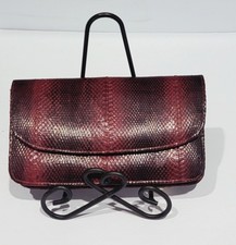 Vintage Red Exotic Snake Skin Leather Clutch Bag Evening Wallet Purse TOKYO
