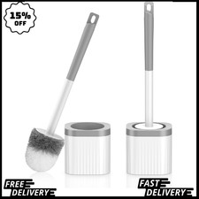 Toilet Brush, 2 Pack Compact Toilet Bowl Brush and Holder Set with Nylon Bristle