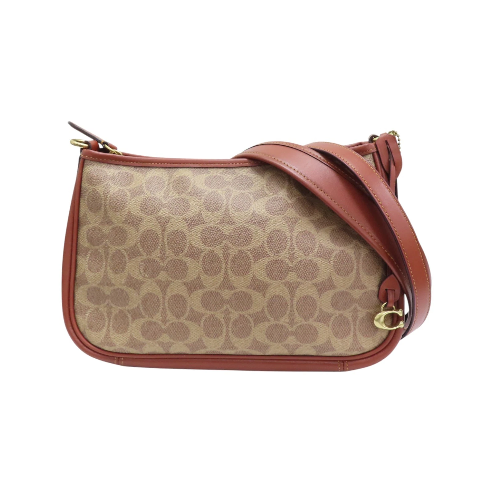 Borsa a tracolla Coach Signature Cary rivestita in tela marrone CC488