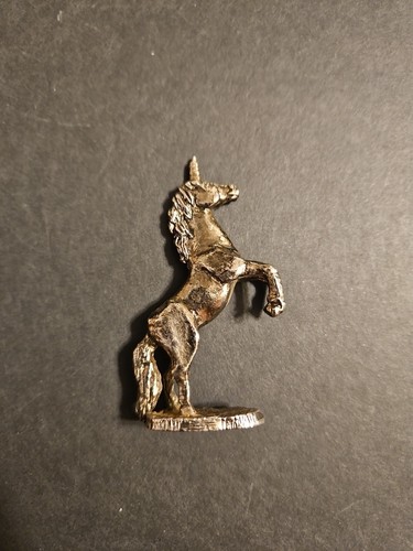 Vintage Pewter Unicorn Figurine 2" Mythical Fantasy Miniature - Picture 3 of 4