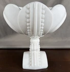 Vtg Indiana White Milk Glass Pedestal Compote Bowl Grape Scalloped Petal Rim 7”