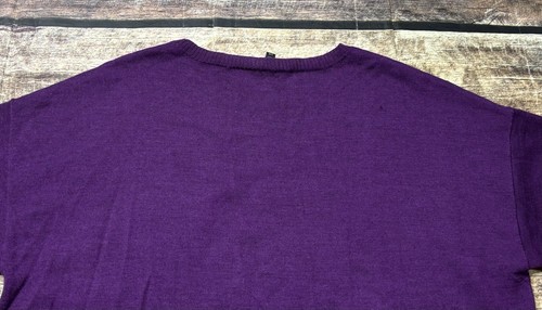 Eileen Fisher Sweater Womens Large Merino Wool Italian Yarn Eggplant Oversized - Picture 6 of 11