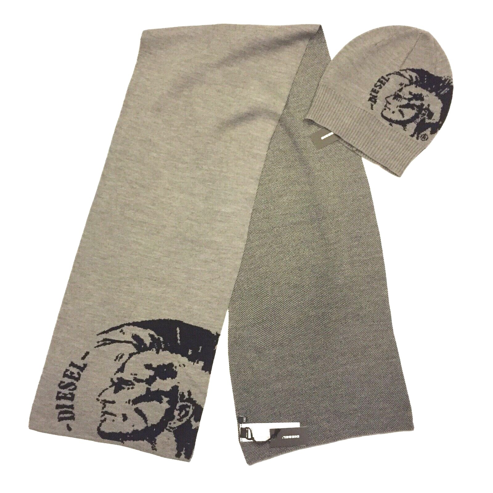 DIESEL Italy Wool Blend Hat & Scarf [E4085] 64 x 12 IN 2-Piece