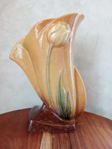 Roseville Wincraft Orange Art Pottery Vase 1948 Mid Century Modern Ceramic 282-8