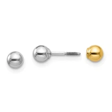 Real 14kt Two-tone Madi K Reversible 4mm Ball Earrings
