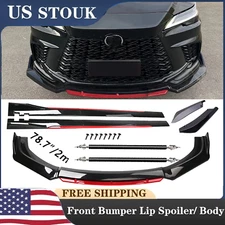 Glossy Black Look Red Front Lip Chin Bumper Side Skirt For Lexus IS300 IS350