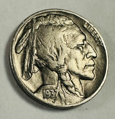 1937-P Buffalo Nickel XF++W/Bold Date & Almost Full Horn  # BN 1937-P XF++ AFH