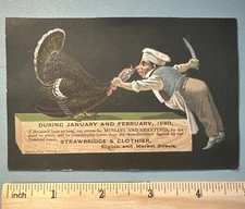 Antique Victorian Trade Card Strawbridge Clothier Philadelphia Chef & Turkey