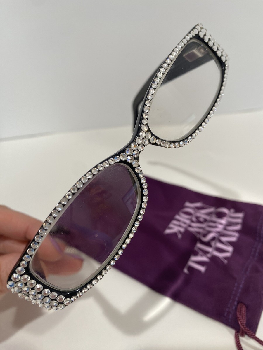 jimmy crystal New York glasses Farm black studded Jimmy Crystal +1.25 Reading glasses Black Rectangular  main image 4