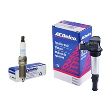 4CDELC0 Ignition Coil + 1 4CDELC0  41-990 Spark Plug For Cadillac BuicK GMC