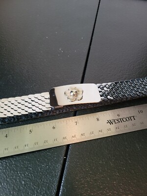 Vintage Silver Tone Waist Belt Fish Scale Stretch Floral  display picture 1