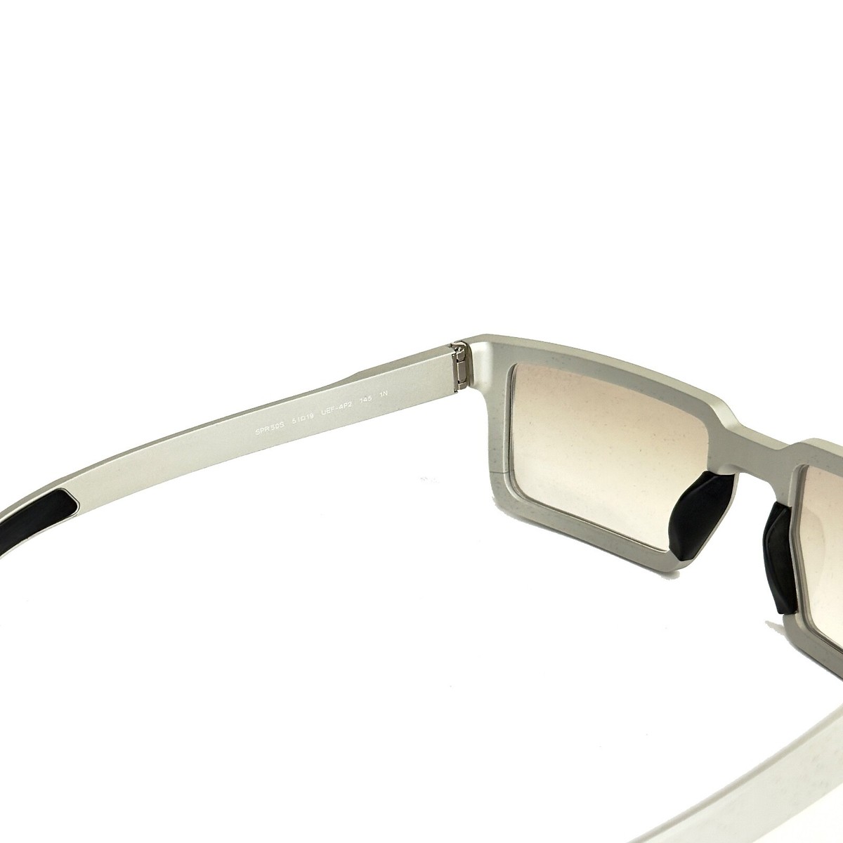PRADA 50S TECHNIQUE Rectangle Silver Brushed Aluminum Sunglasses