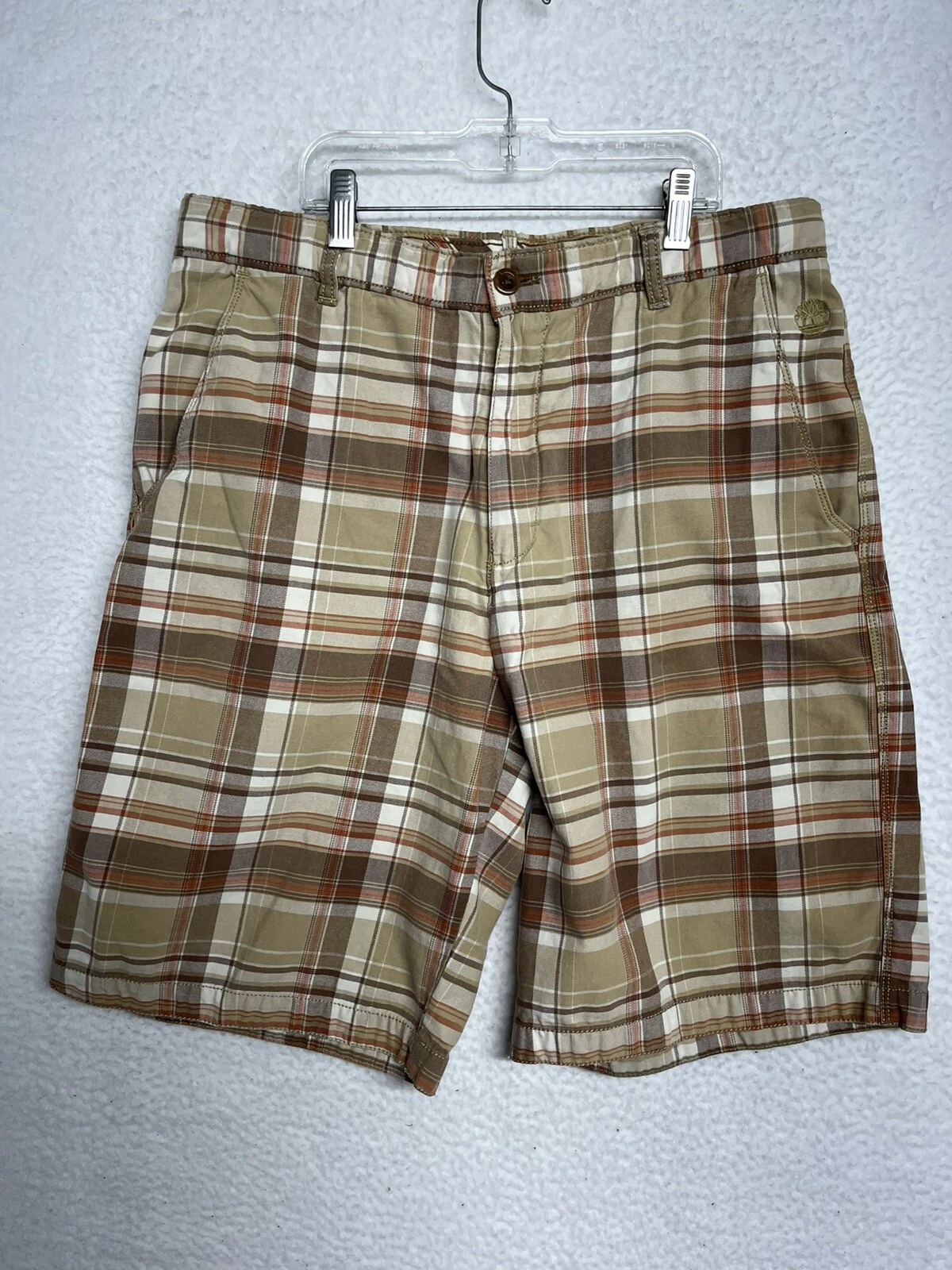 Timberland pantaloncino uomo 34 quadri marrone arancione estivo casual