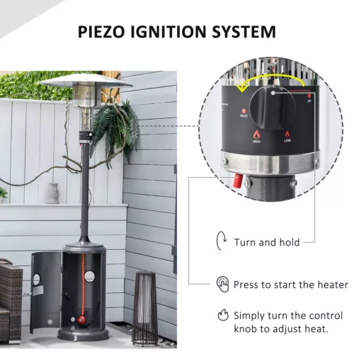 12.5kw outdoor gas patio heater standing propane heater w/ wheels dust cover image 6