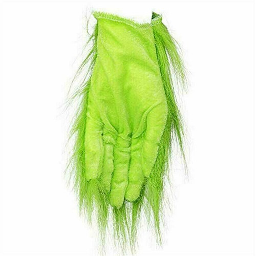 Pair Adult Christmas Green Grinch Plush Gloves Cosplay Costume Hand Xmas Decor - Picture 2 of 11