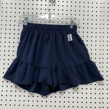 Tyche Skirt Skort Shorts Womens Small Navy Blue Ruffled Stretch 24x2.5