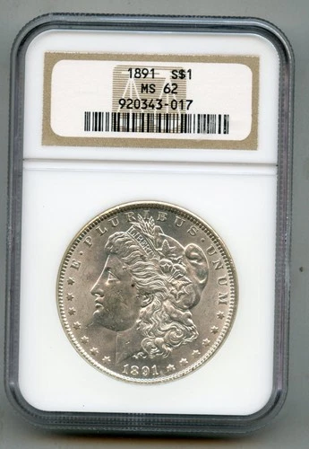 1891 Morgan Silver Dollar NGC MS 62