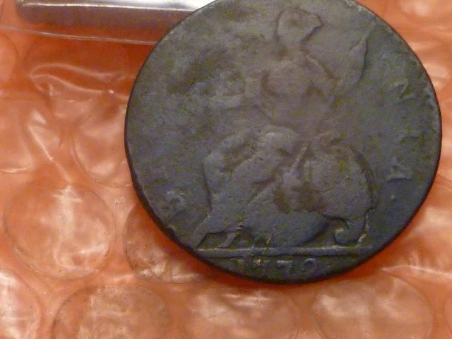 原装 1772 年乔治三世独立战争殖民地半便士探测器发现 — 第 2/2 张图片