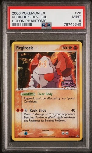 PSA 9 Regirock Reverse Holo 28/110 Holon Phantoms Stamp Pokemon