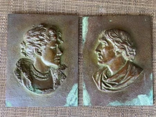 2 Antique Henry-Bonnard Bronze Cast Profiles George & Martha Washington ? 1880's