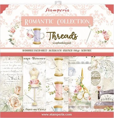 Set de papel para scrapbooking. Romantic Threads. 10 hojas 20.3x20.3 (8 inch)