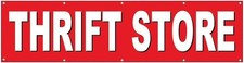 2x8 Ft THRIFT STORE Banner Polyester Fabric Sign With Grommets rb