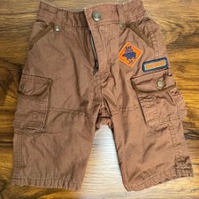 Oshkosh B Gosh Browns Cargo Pocket Pants Elastic Waist Baby Boys Size 3-6 Months