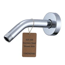 Shower Arm with Flange 304 Stainless Steel Wall Mounted Extension Chrome 6 Inch