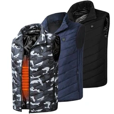 MEETHOO Men Electric Heated Vest Jacket USB Warm Up Heating Body Warmer Winter