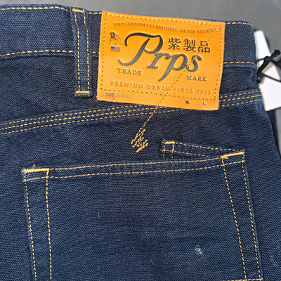 PRPS Men's Dark Wash Blue Denim Straight Fit 5-Pocket Button Fly Jeans