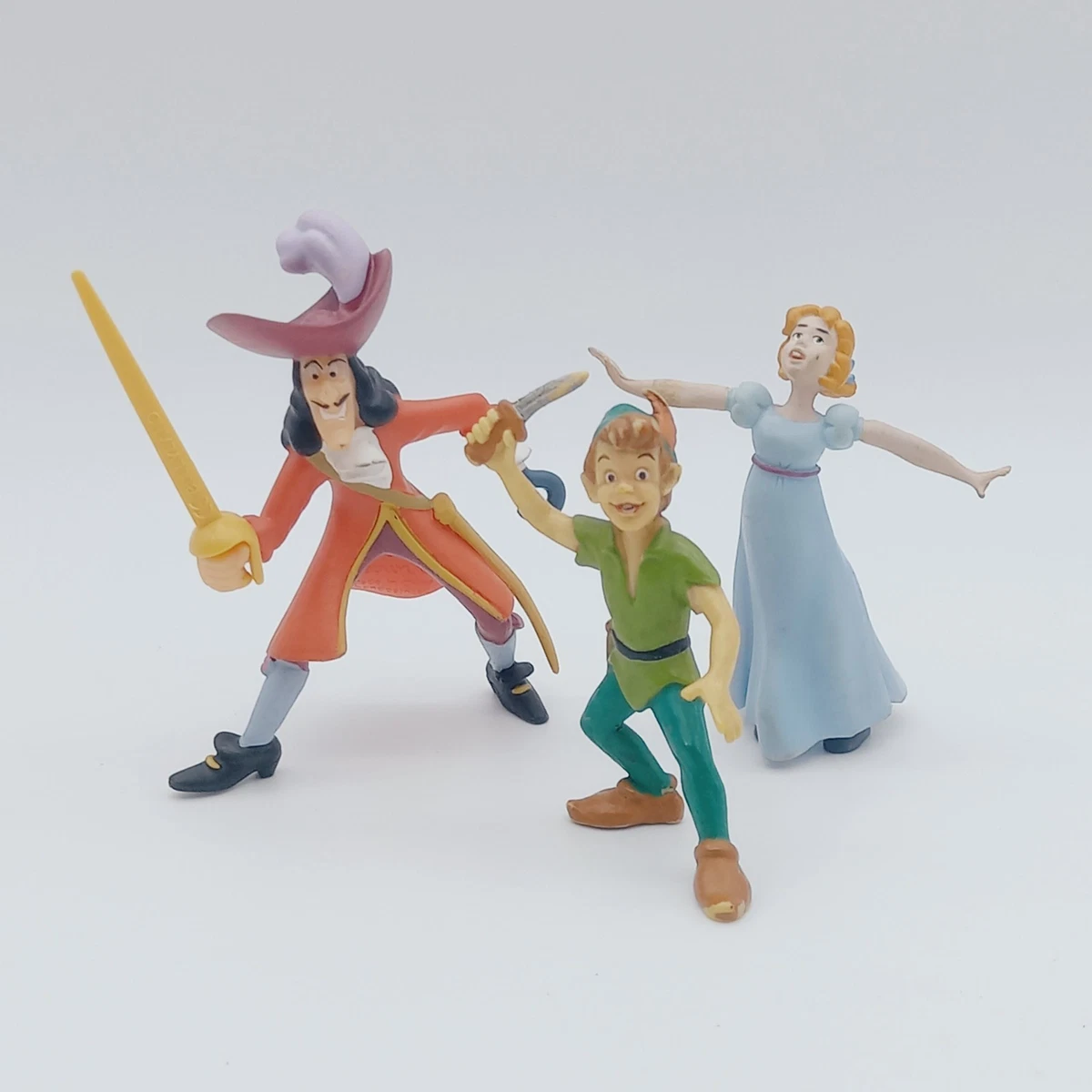 Lot 3 Figures PVC Peter Pan Hook Wendy Disney Bullyland handpainted vintage 90s