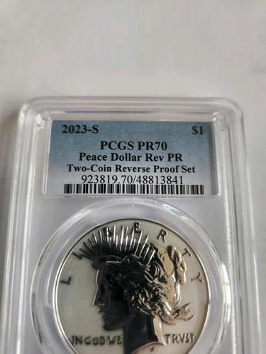 2023-S Reverse Proof $1 Morgan and Peace Dollar 2pc Set PCGS PR70 Blue Label - Picture 8 of 10