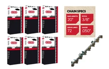 Square Ground Chisel Semi-Skip Chains 6-Pack for Stihl 20" 3/8 .050, 72CK072G(6)