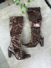 Vintage Glossy High-Heeled Boots Women s Size 38