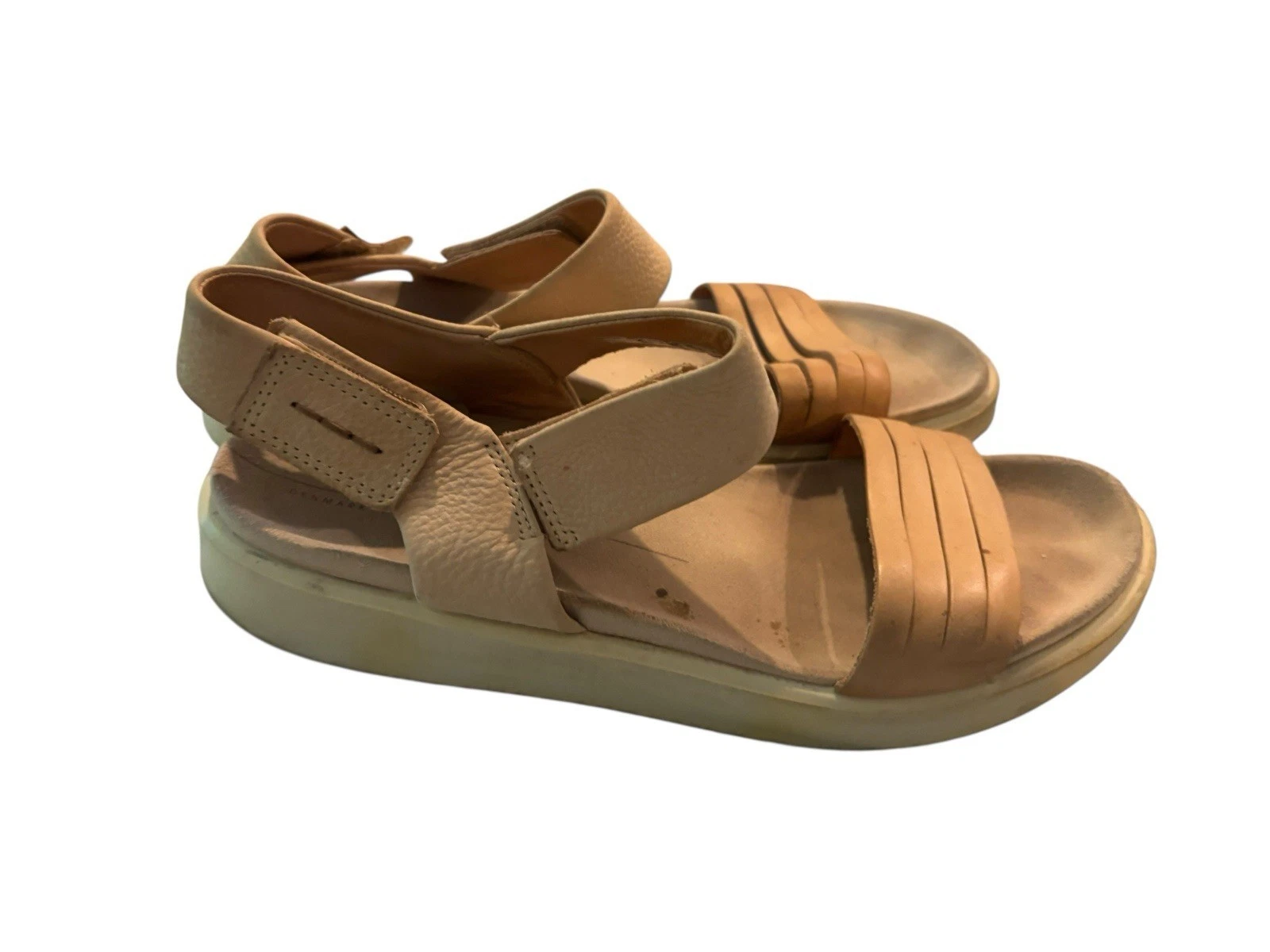 Sandali ECCO Flowt donna taglia 39 8 8 5 marrone crema con cinturino punta aperta gancio e passante