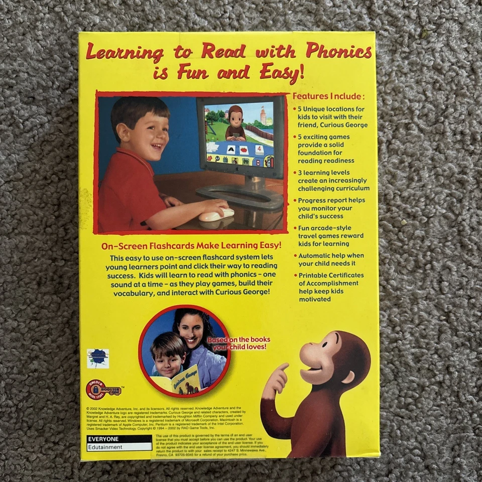Curious George Reading & Phonics PC Win Mac 2002 Edit Brand New Sealed Small BX - Image 2 of 4
