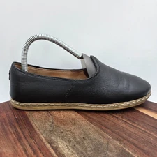 Charix Shoes Women's 37 / 7 Black Leather Slip On Minimalist Loafer Flat Sabah